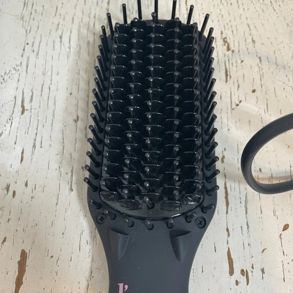 L'ange Le Vite Hair Straightening Brush Black Rose Gold Ceramic Heated Brush